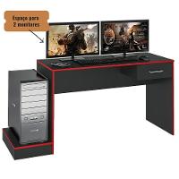 Mesa Escrivaninha Gamer Para 2 Monitores Preto Acetinado/vermelho - 5