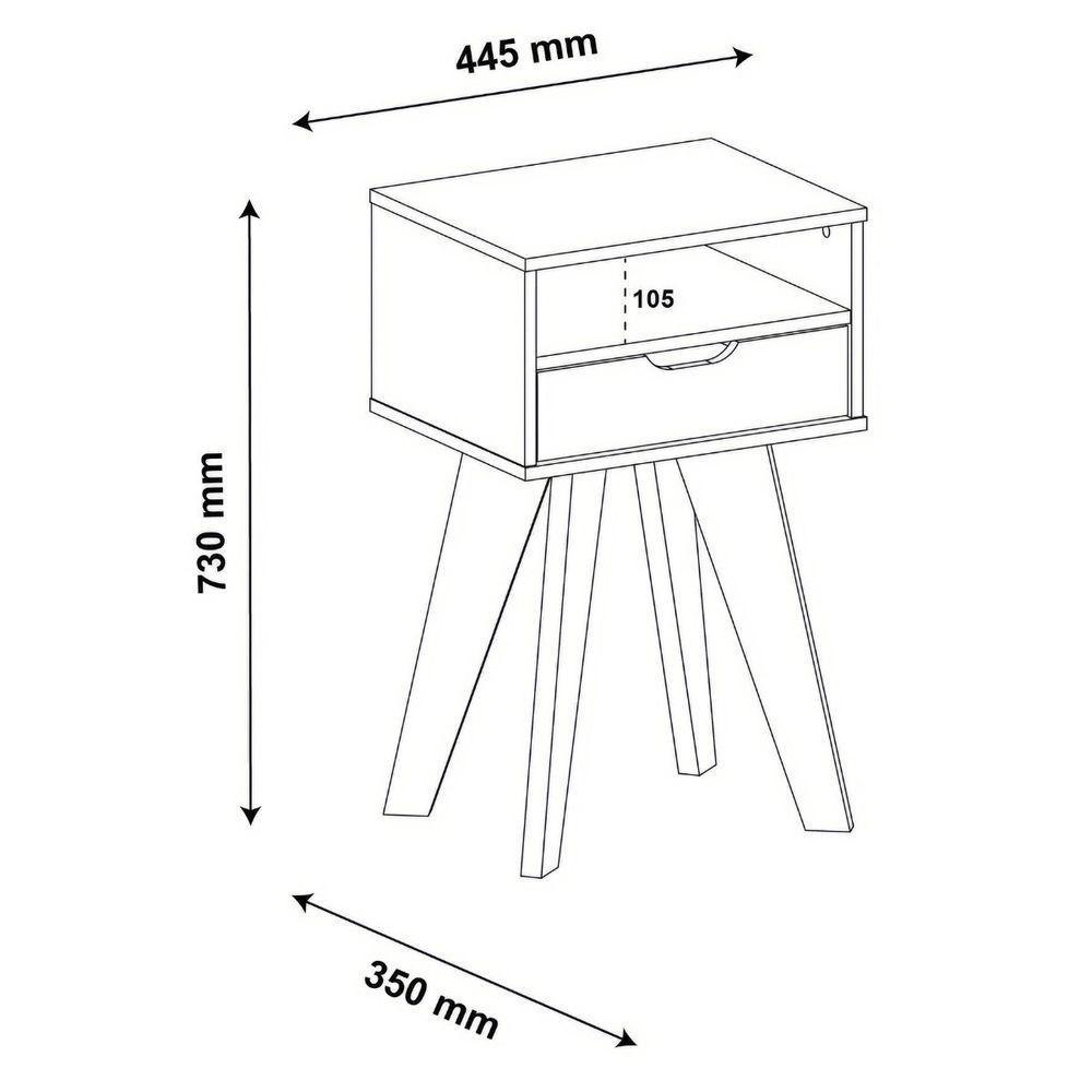 Mesa De Apoio Lateral Vip Com Gaveta E Nicho Off White - 5