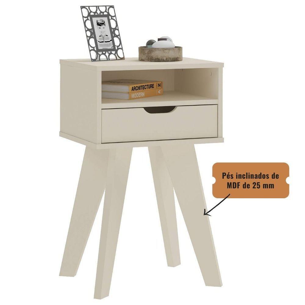 Mesa De Apoio Lateral Vip Com Gaveta E Nicho Off White - 7