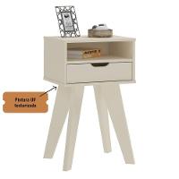 Mesa De Apoio Lateral Vip Com Gaveta E Nicho Off White - 5