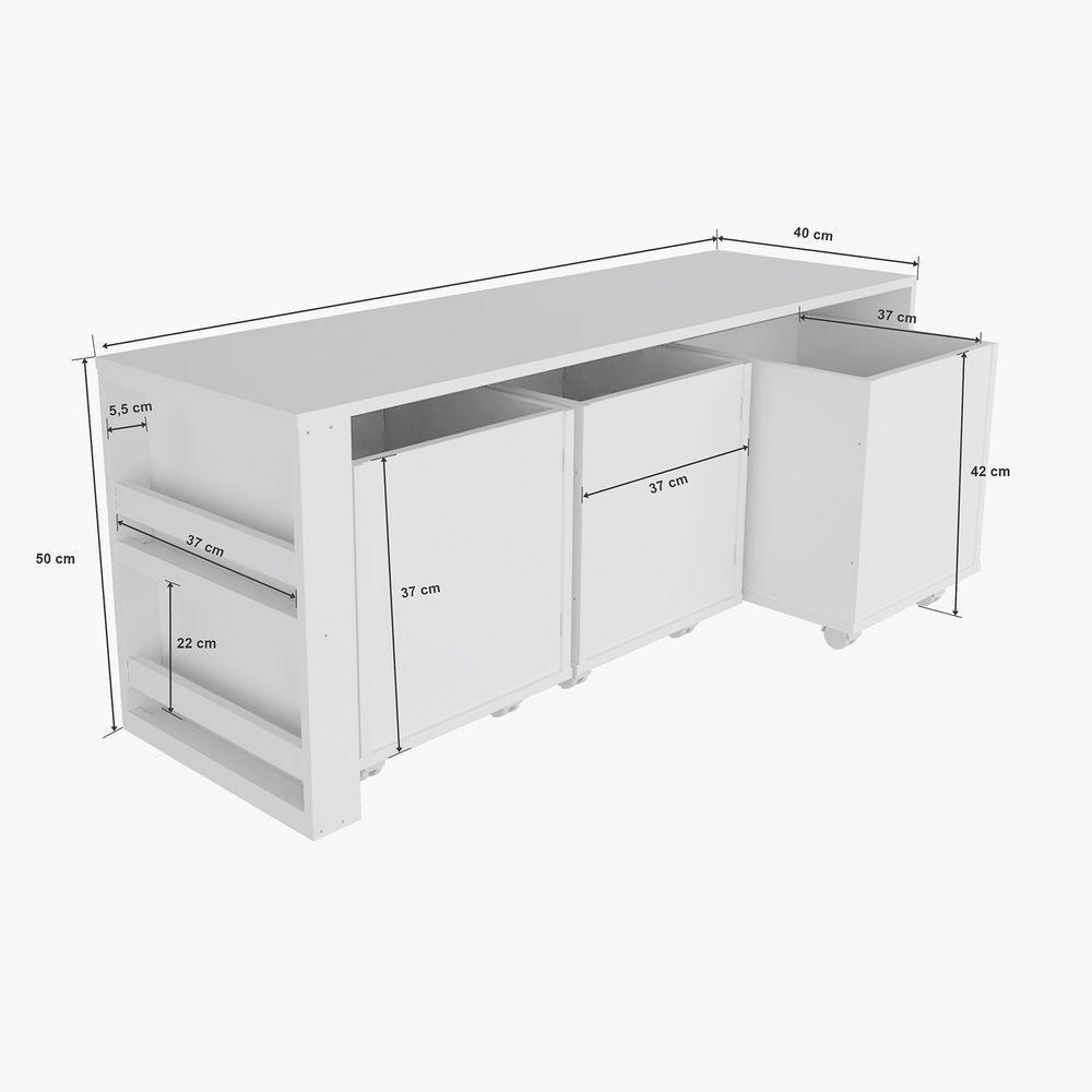 Rack Com Baús Infantil Com Porta Livros Carmo 100% Mdf - 2