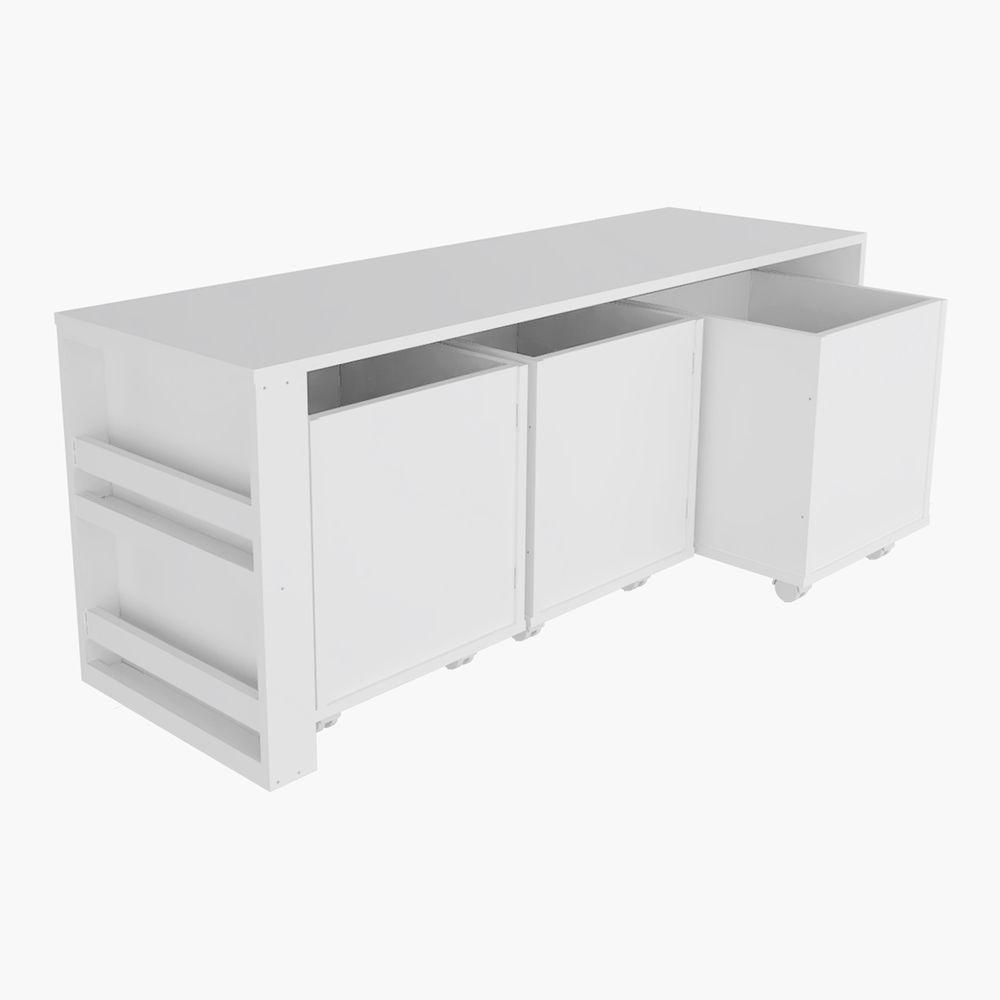 Rack Com Baús Infantil Com Porta Livros Carmo 100% Mdf - 4