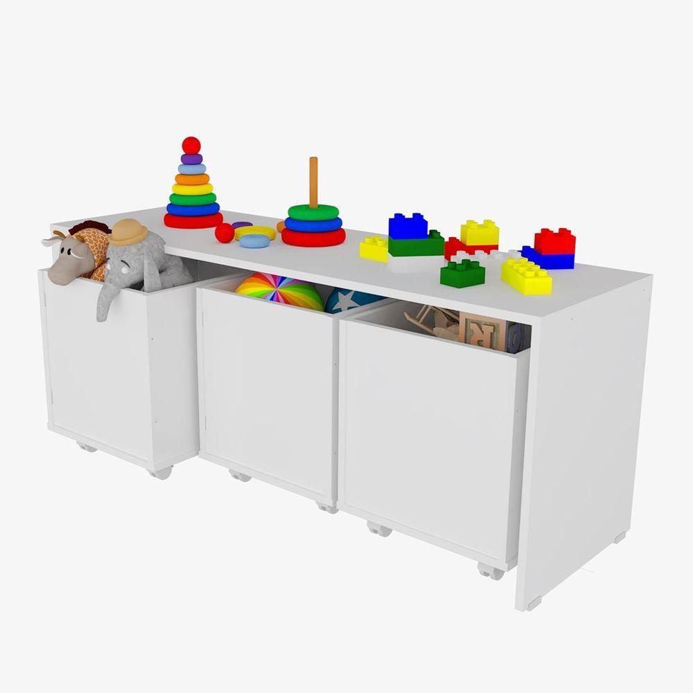 Rack Com Baús Infantil Com Porta Livros Carmo 100% Mdf - 6