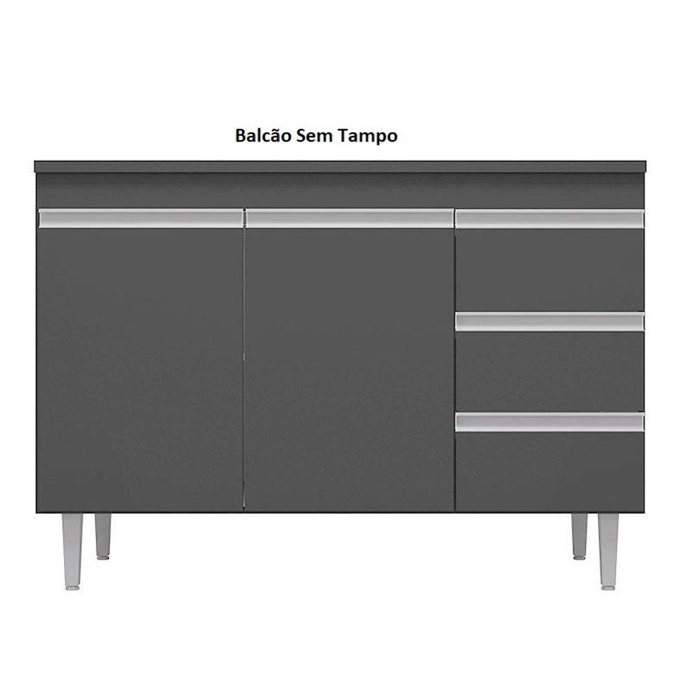 Balcão Gabinete De Pia Andréia 100cm Cinza S/ Tampo - Ajl Móveis - 4