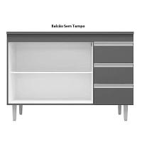 Balcão Gabinete De Pia Andréia 100cm Cinza S/ Tampo - Ajl Móveis - 5