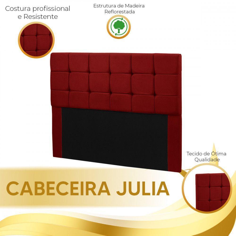 Cabeceira Julia 1,60 M Queen C- Design Moderno Veludo Speciale Home Vermelho - 3