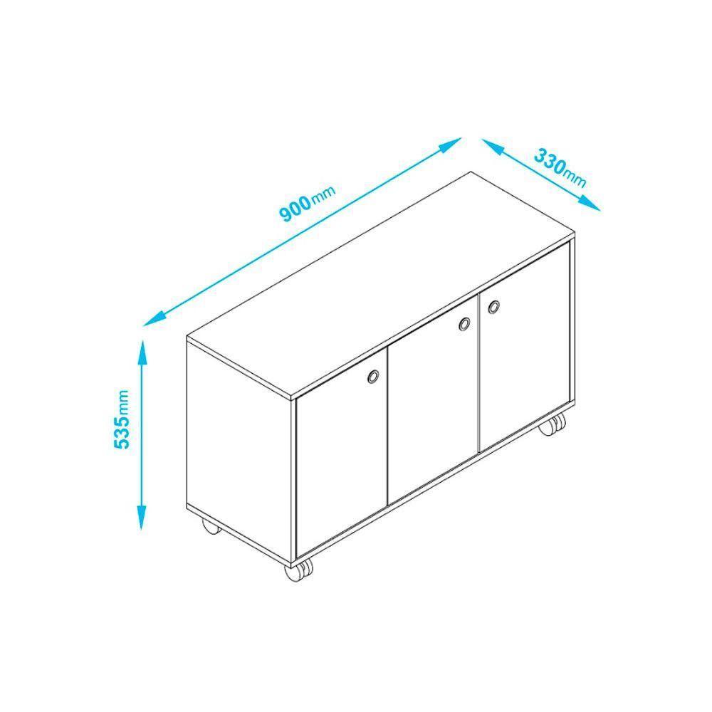 Rack Em Mdp 3 Portas 1 Prateleira E 4 Pés Com Rodízio Brv Móveis Branco - 5