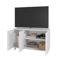 Rack Em Mdp 3 Portas 1 Prateleira E 4 Pés Com Rodízio Brv Móveis Branco