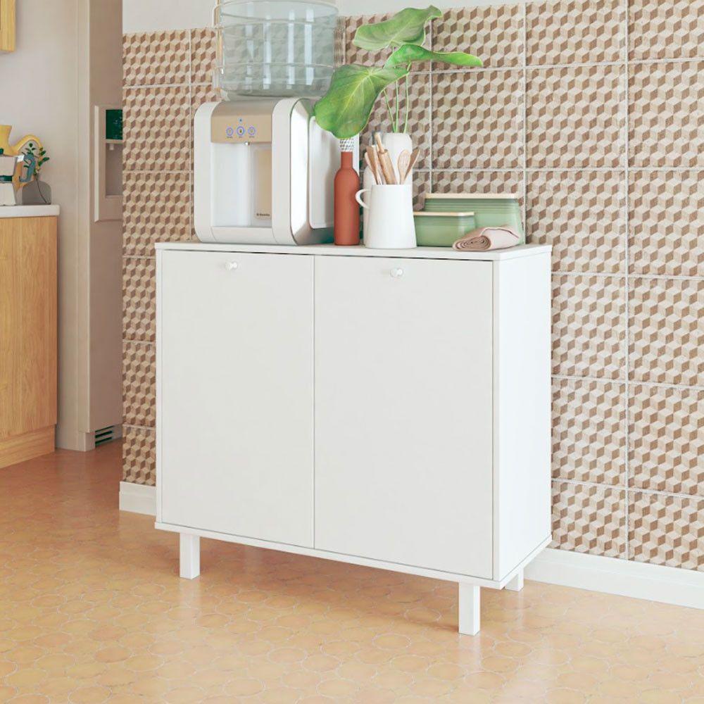 Balcão Em Mdp Com 2 Portas E 2 Prateleiras Brv Móveis Branco - 6