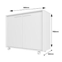 Balcão Em Mdp Com 2 Portas 2 Prateleiras E 4 Pés Com Rodízios Brv Móveis Branco - 5