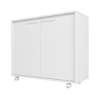 Balcão Em Mdp Com 2 Portas 2 Prateleiras E 4 Pés Com Rodízios Brv Móveis Branco - 6