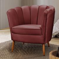 Poltrona Decorativa Ariel Com Pés De Madeira Veludo Speciale Home Vinho - 2