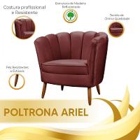 Poltrona Decorativa Ariel Com Pés De Madeira Veludo Speciale Home Vinho - 3