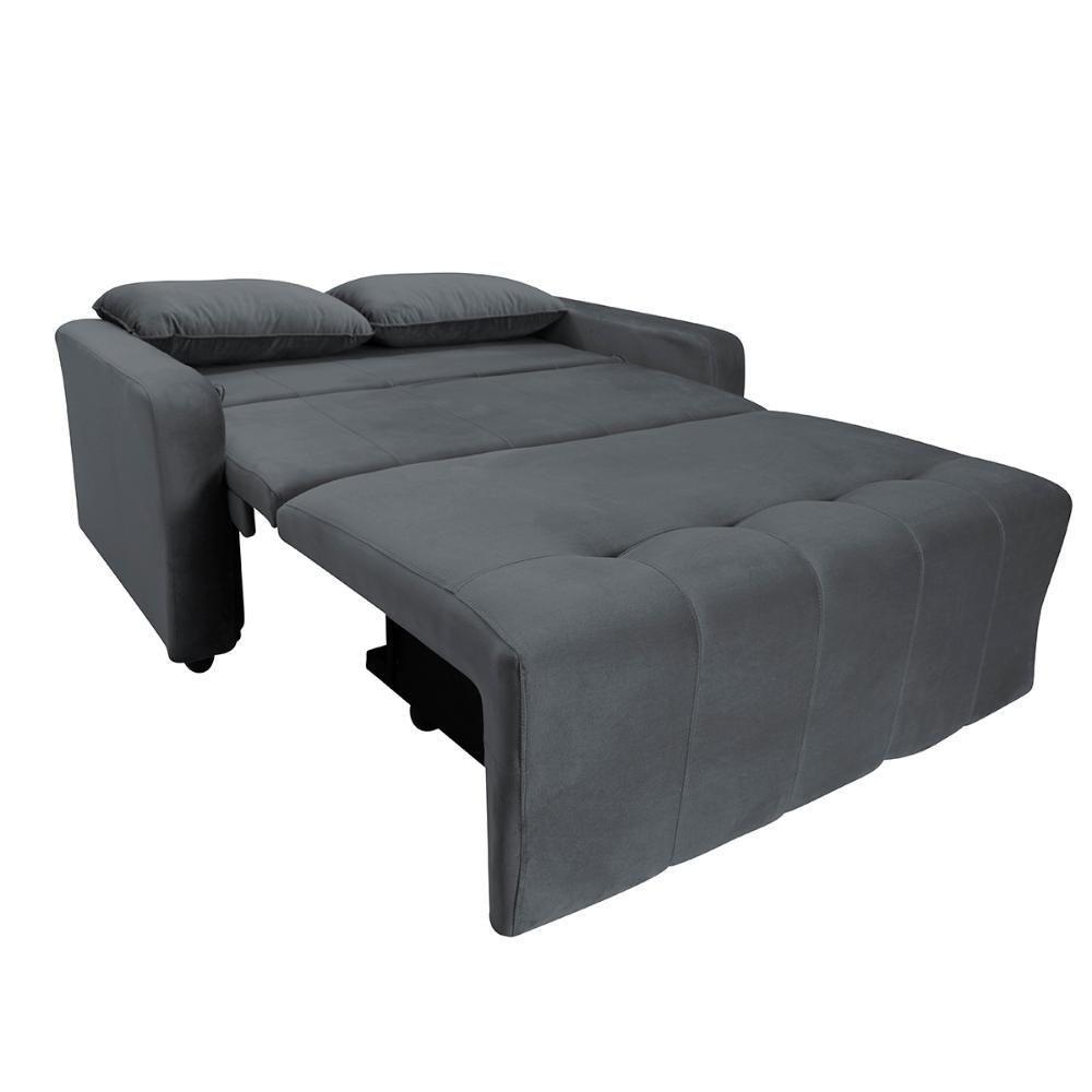 Sofá Cama Para Sala De Estar Amora New Suede - Cinza Cinza - 3