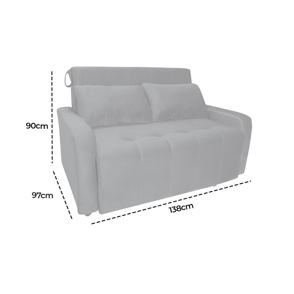 Sofá Cama Para Sala De Estar Amora New Suede - Cinza Cinza - 7