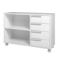Armário Em Mdp Com 1 Prateleira 4 Gavetas E 4 Pés Com Rodízio Brv Móveis Branco - 1