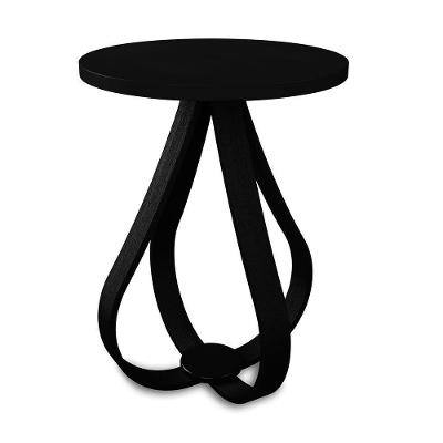 Mesa Lateral De Canto Preta Pés Cebola 70x50cm