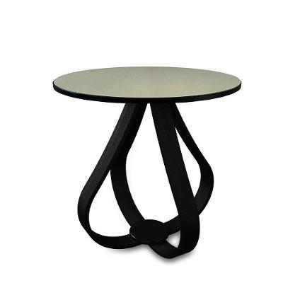 Mesa Lateral De Canto Preta Pés Cebola 60x50cm Espelhada