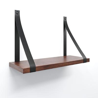 Prateleira Em Mdf Castanho 40x15cm Com Alça Cor Preto
