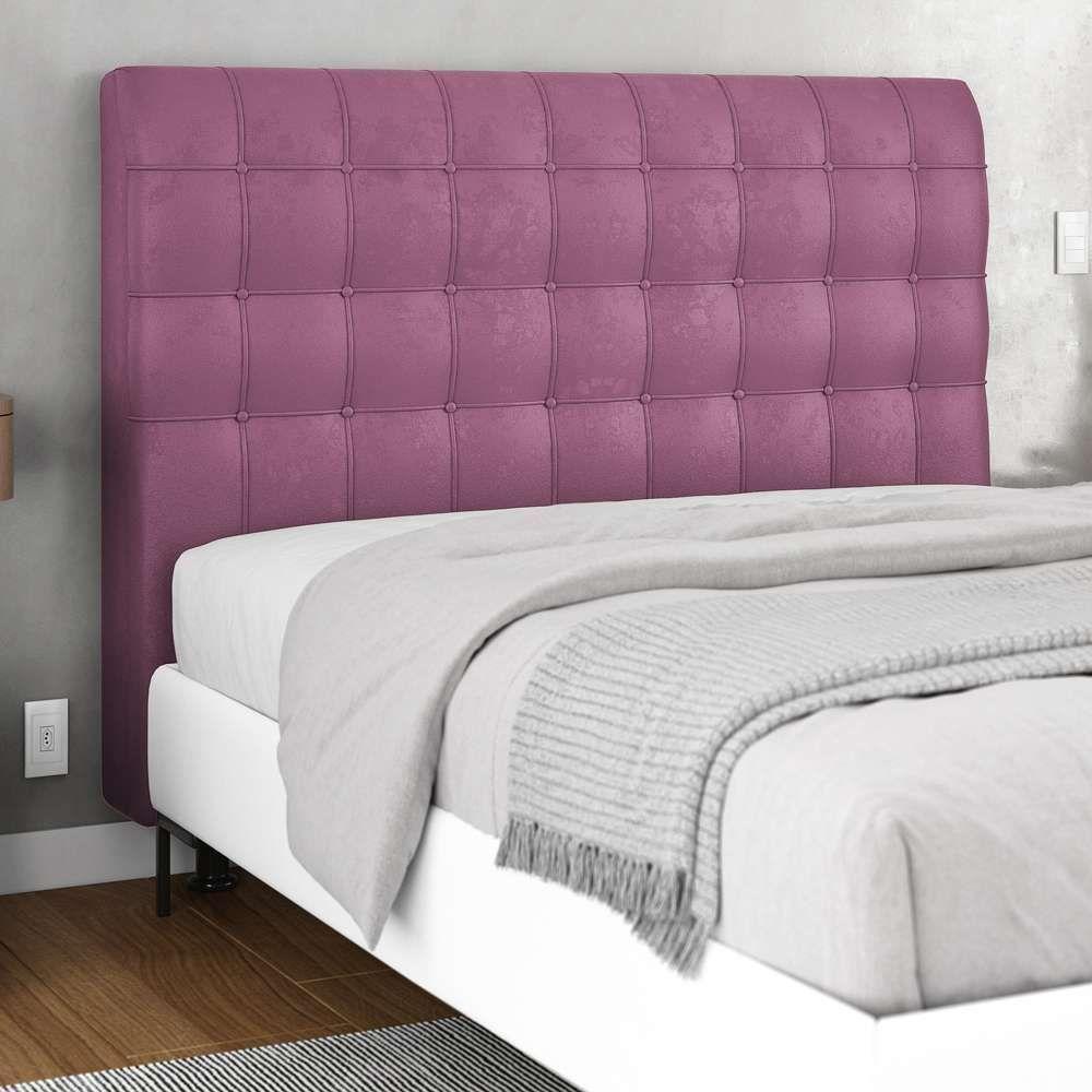 Cabeceira Cama Box Casal King Size Ciara 195cm Botonê Com Frame Suede Rosa - Abmaza - 6