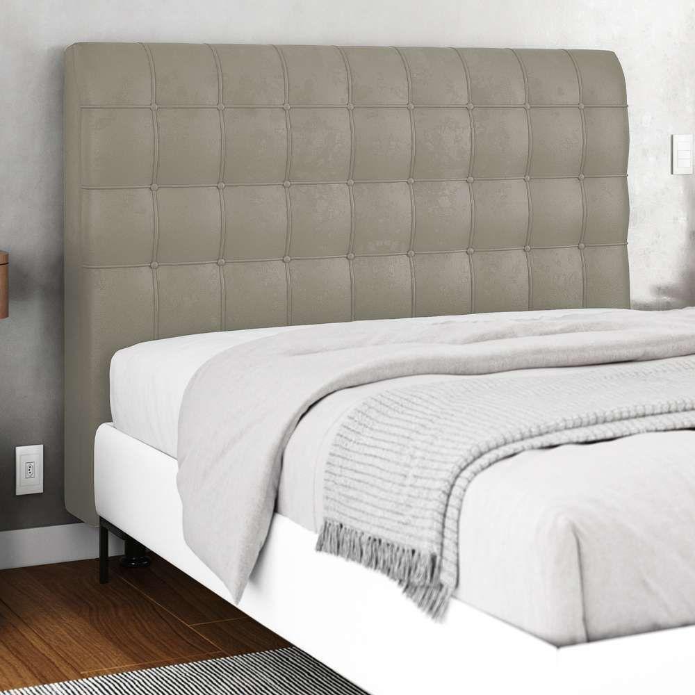 Cabeceira Cama Box Casal King Size Ciara 195cm Botonê Com Frame Suede Bege - Abmaza - 6