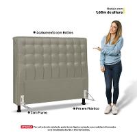 Cabeceira Cama Box Casal King Size Ciara 195cm Botonê Com Frame Suede Bege - Abmaza - 5