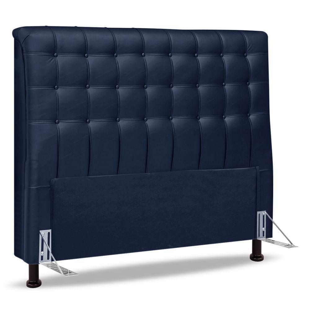 Cabeceira Cama Box Casal King Size Ciara 195cm Botonê Com Frame Suede Azul Marinho - Abmaza - 1