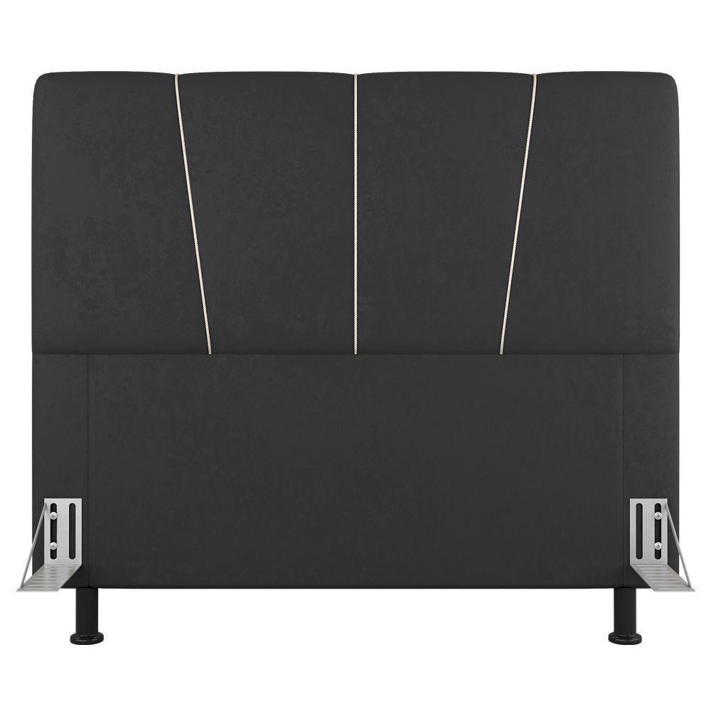 Cabeceira Cama Box Casal Amber 140cm Estofada Suede Cinza Escuro - Abmaza - 2