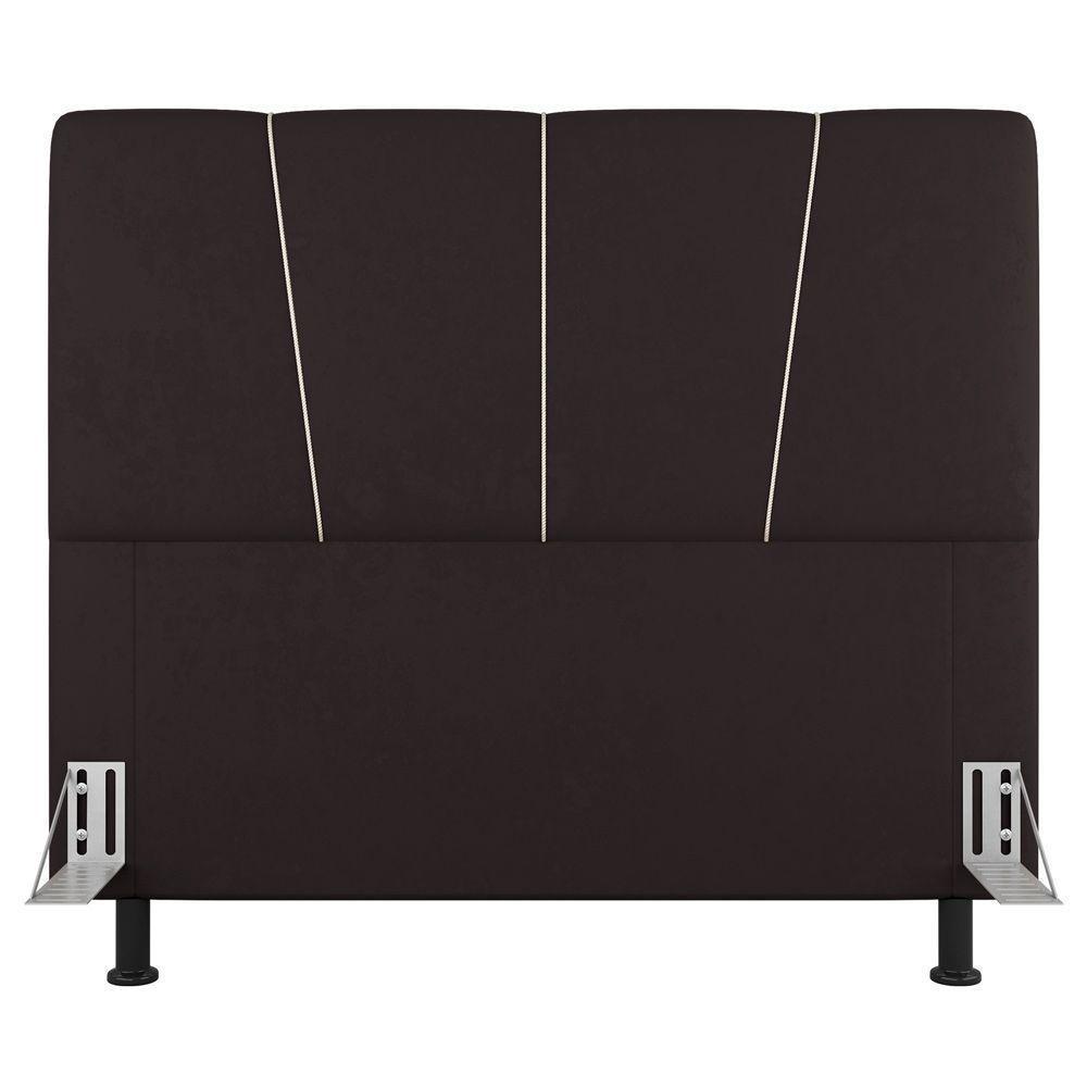Cabeceira Cama Box Casal Amber 140cm Estofada Suede Marrom - Abmaza - 1