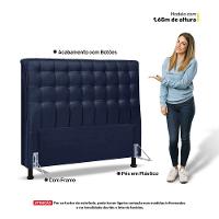 Cabeceira Cama Box Casal Ciara 140cm Botonê Com Frame Suede Azul Marinho - Abmaza - 5