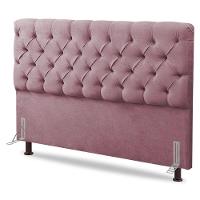 Cabeceira Cama Box Casal King Size Lylla 195cm Capitonê Com Frame Veludo Rosê - Abmaza - 1