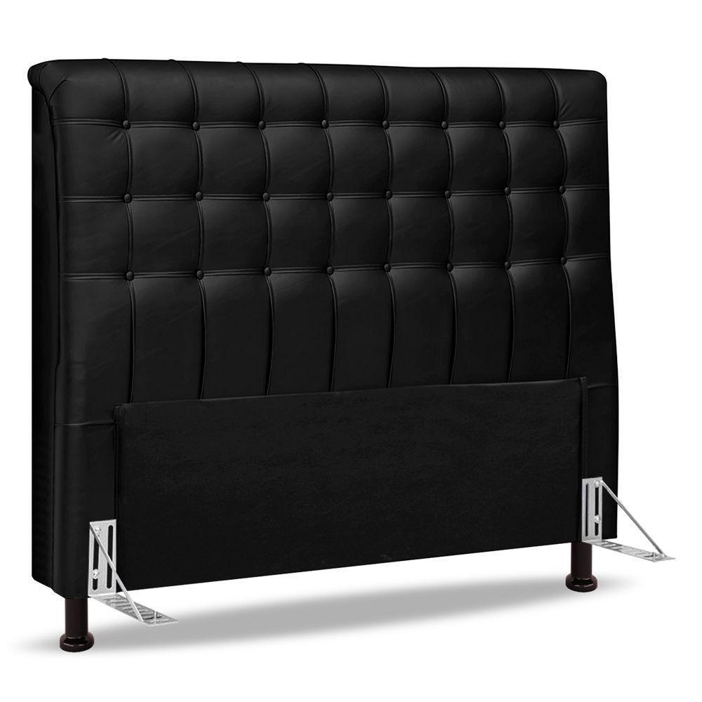 Cabeceira Cama Box Casal King Size Ciara 195cm Botonê Com Frame Sintético Preto - Abmaza - 1