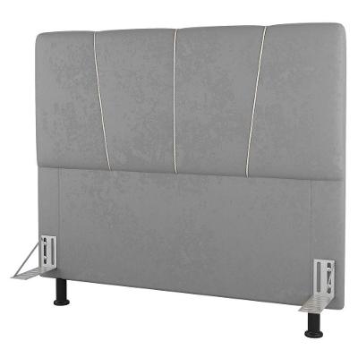 Cabeceira Cama Box Casal Amber 140cm Estofada Linho Cinza Claro - Abmaza