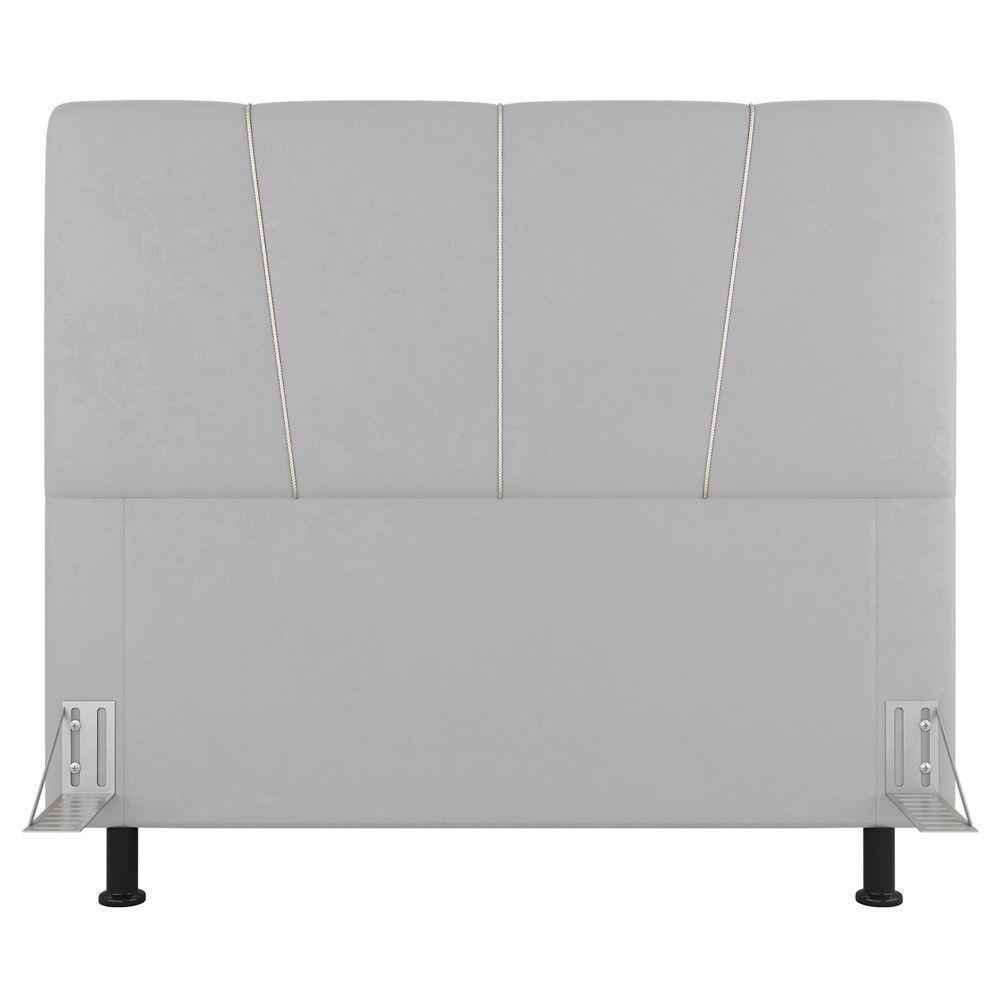 Cabeceira Cama Box Casal Amber 140cm Estofada Sintético Branco - Abmaza - 3