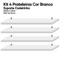 Kit 4 Prateleiras Branca Mdf 30x9 Suporte Cadeirinha Decorar - 6