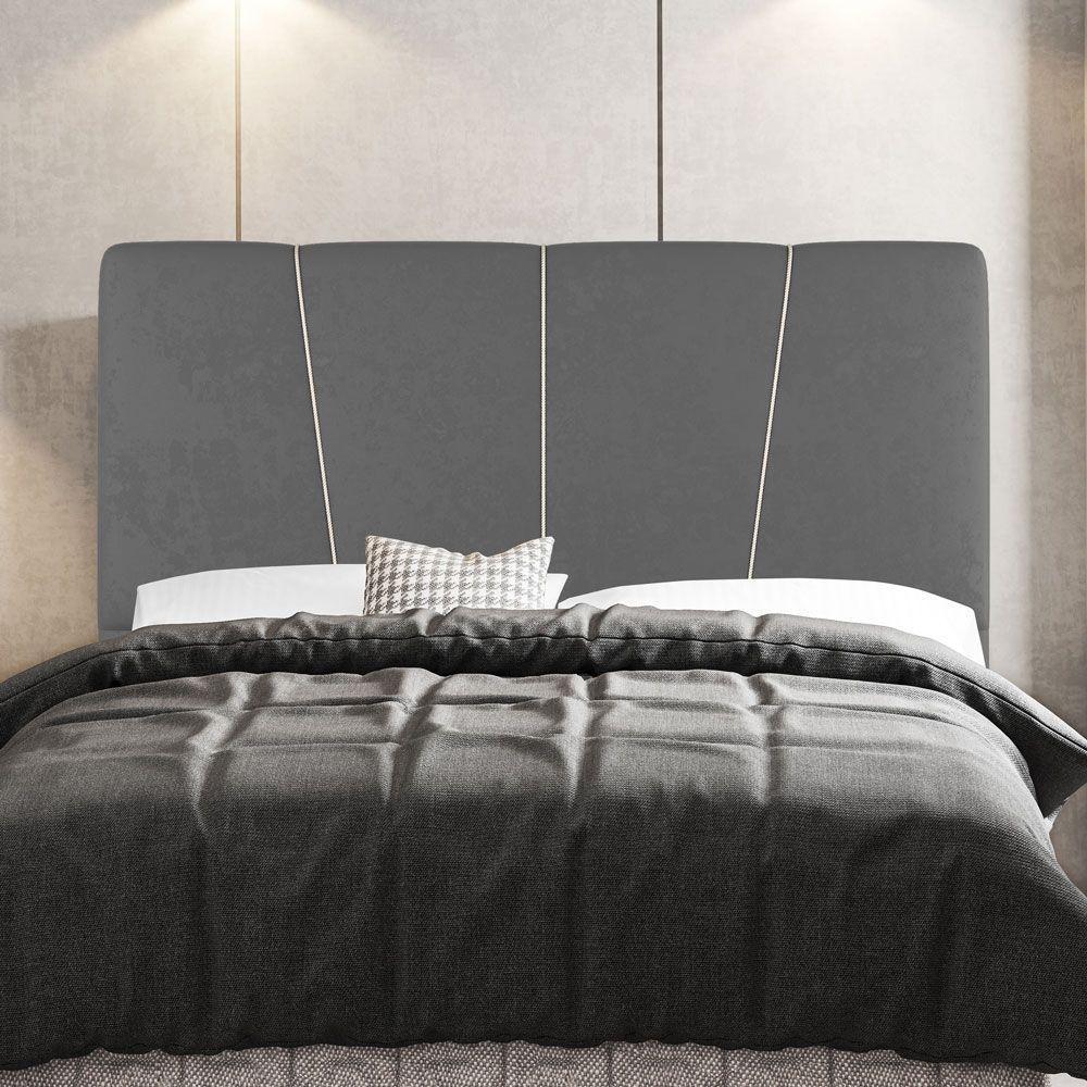 Cabeceira Cama Box Casal King Size Amber 195cm Estofada Linho Cinza - Abmaza - 8