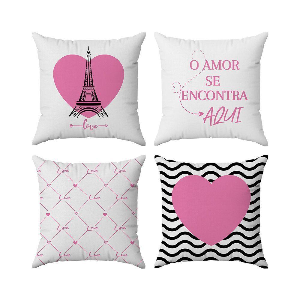 Kit Capas Almofadas Decorativas Love Paris 45x45 - Id Decor Cor Branco - 1