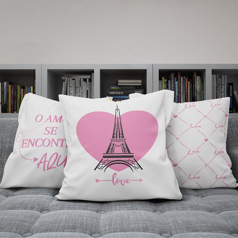 Kit Capas Almofadas Decorativas Love Paris 45x45 - Id Decor Cor Branco - 2