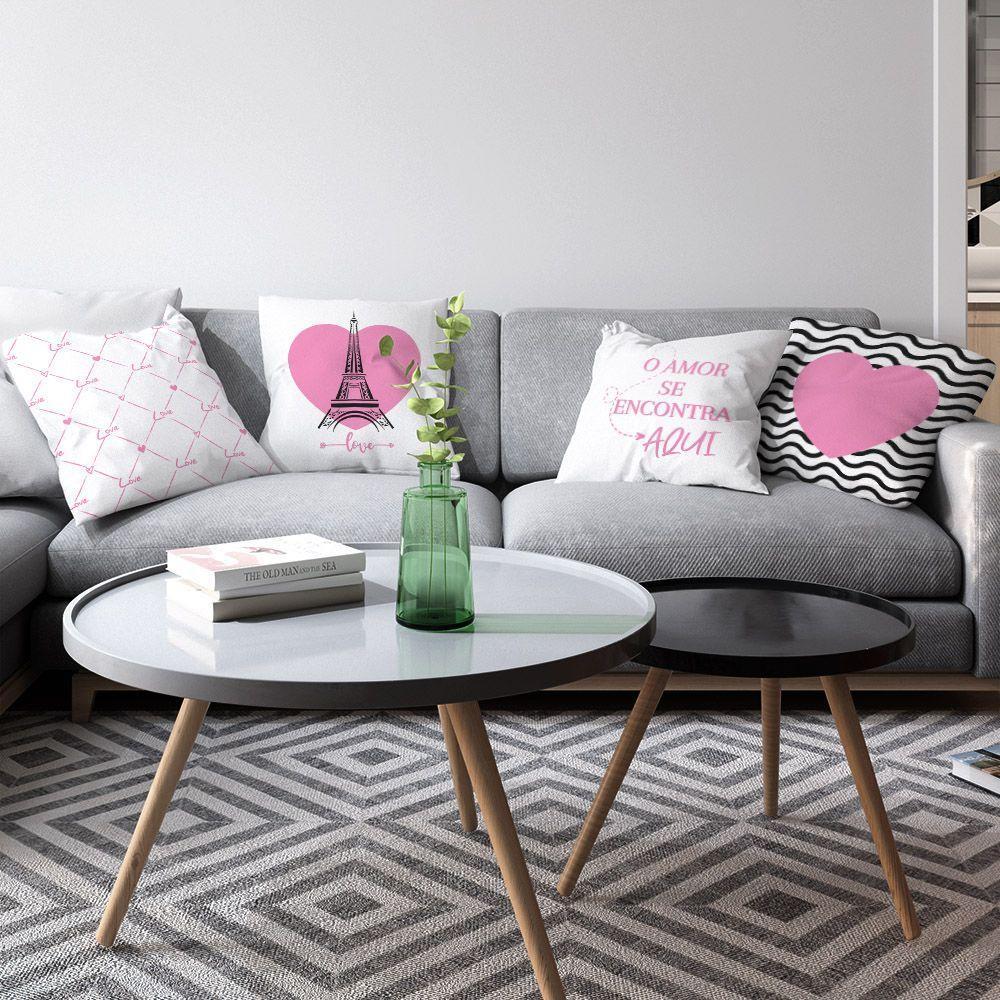Kit Capas Almofadas Decorativas Love Paris 45x45 - Id Decor Cor Branco - 3