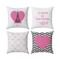 Kit Capas Almofadas Decorativas Love Paris 45x45 - Id Decor Cor Branco - 1