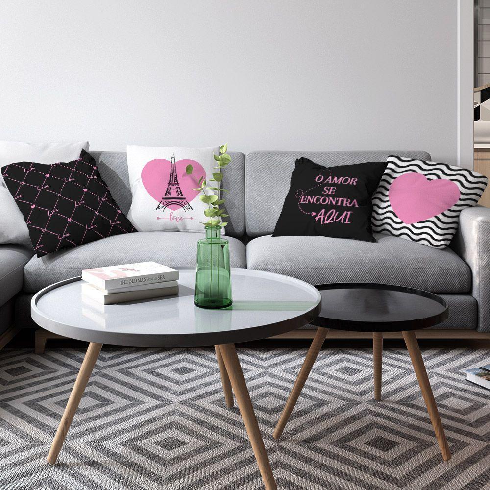 Kit Capas Almofadas Decorativas Love Paris 45x45 - Id Decor Cor Preto - 2