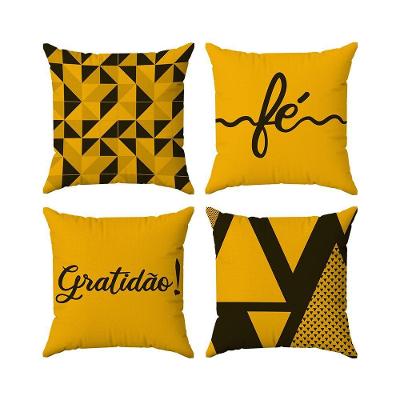 Kit Capas Almofadas Decorativas Gratidão Fé 45x45 - Id Decor Cor 12 Amarelo Gema