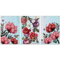 Kit Placas Quadros Decorativos 3 Pçs Mdf 20x30 Floridas Titulos Rosas Sobre Azul - 1