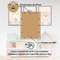 Kit Quadros Infantil Safari Aquarela 20x30 Com Vidro Titulos Moldura Mel - 2
