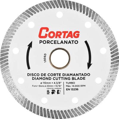 Disco De Corte Diamantado Turbo Porcelanato 110x20mm - Cortag