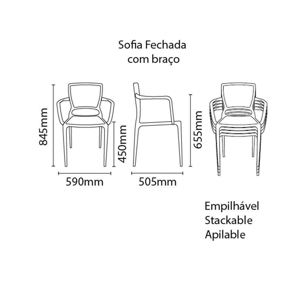 Cadeira Tramontina Sofia Marrom Com Braços Encosto Fechado Em Polipropileno E Fibra De Vidro Tramontina - 3