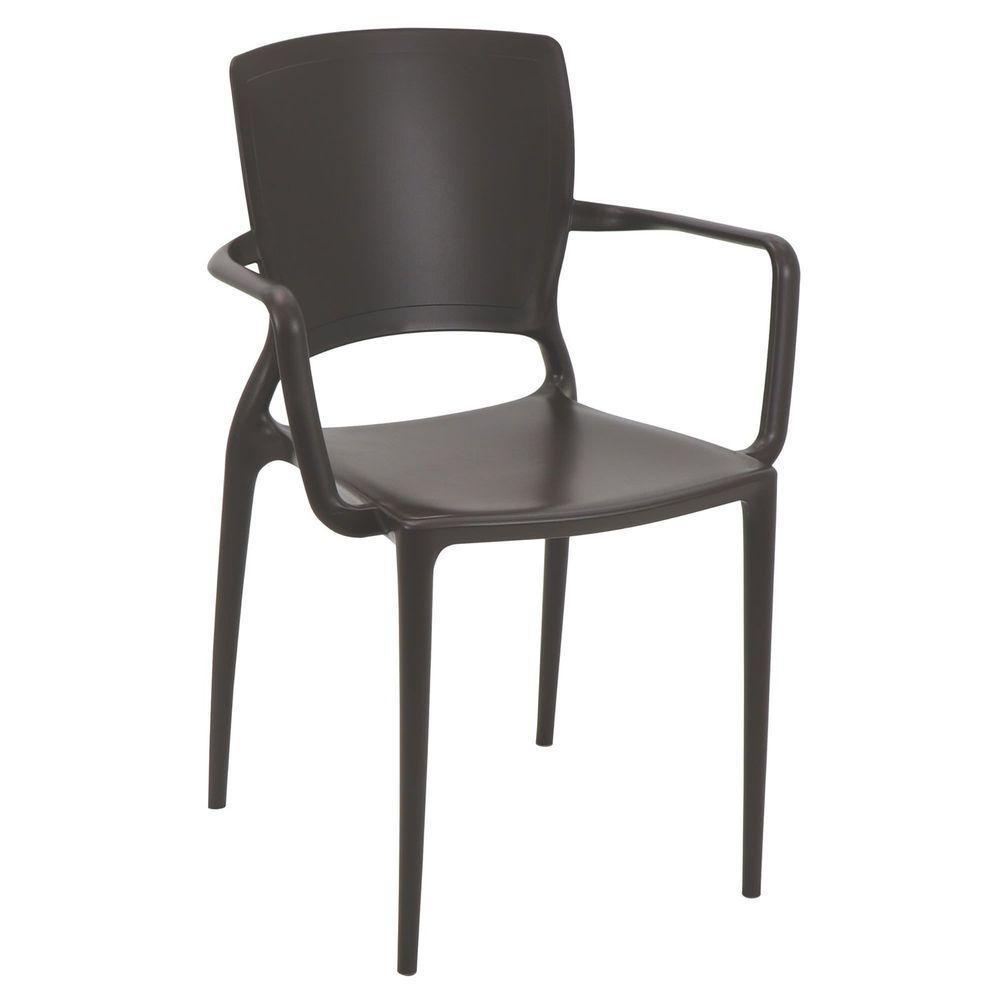 Cadeira Tramontina Sofia Marrom Com Braços Encosto Fechado Em Polipropileno E Fibra De Vidro Tramontina - 4