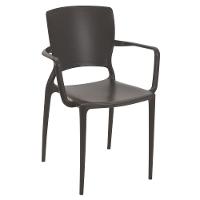 Cadeira Tramontina Sofia Marrom Com Braços Encosto Fechado Em Polipropileno E Fibra De Vidro Tramontina