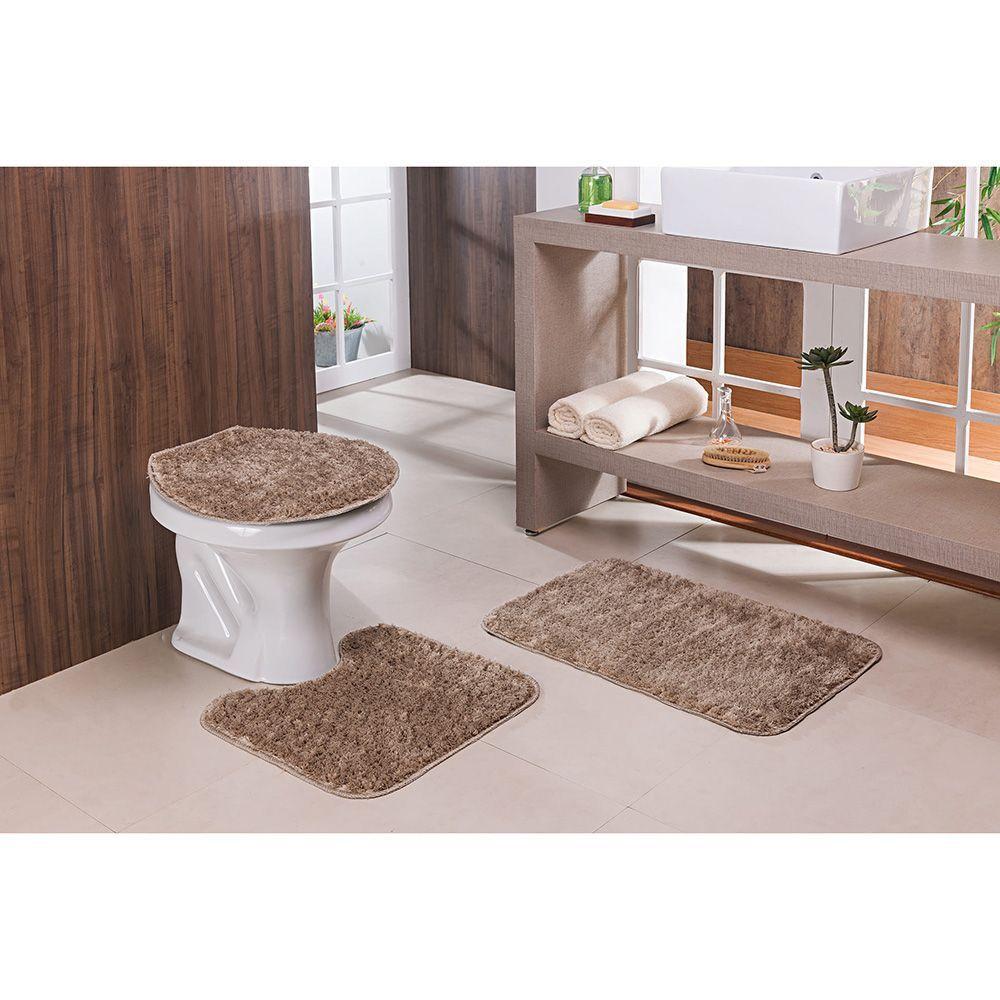 Kit Tapete Banheiro 3 Peças Classic Titulos Classic Trigo - 1