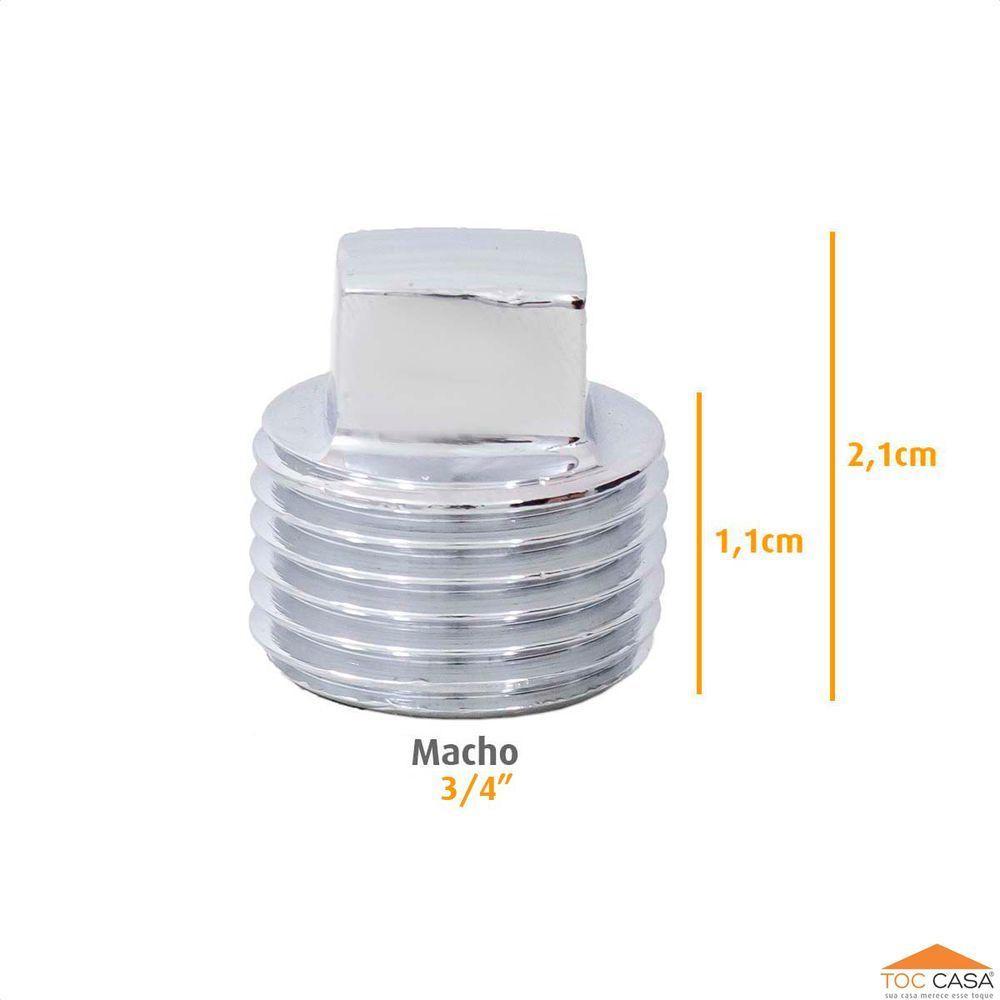 Plug Bujão Tampão Latão Cromado Rosca Macho De 3/4 - 2